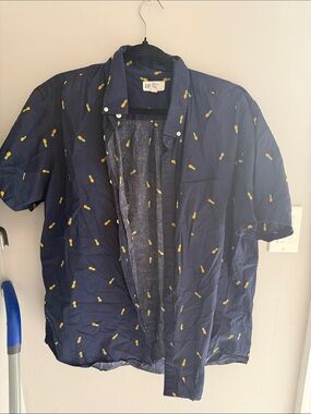 GAP Navy Short-Sleeve Shirt with Yellow Pineapple Print
